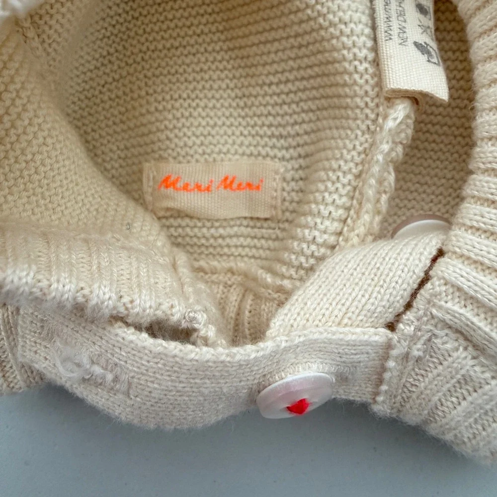 Meri Meri Kids Knit Bunny Bonnet Hat Lot of 2 Cream floppy  Ears photoshoot